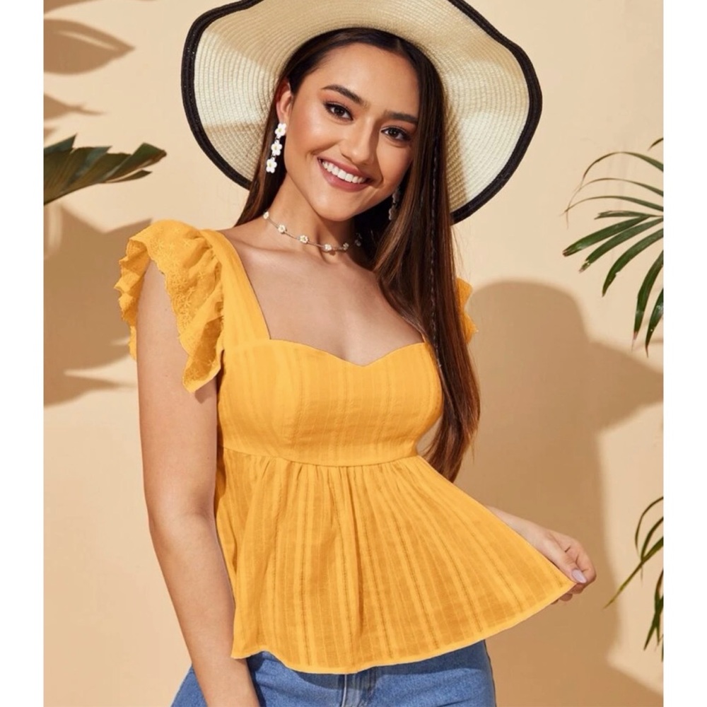 SHEIN sweetheart neck ruffle blouse